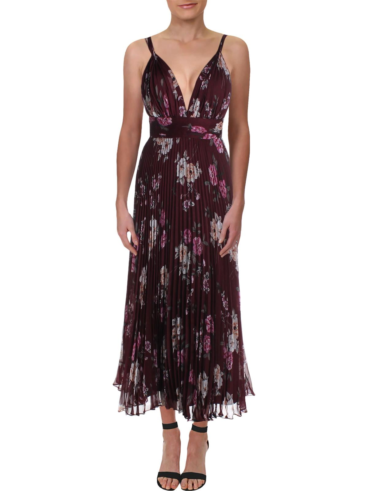 JILL Jill Stuart Womens Floral Print Deep V-Neck Evening Dress
