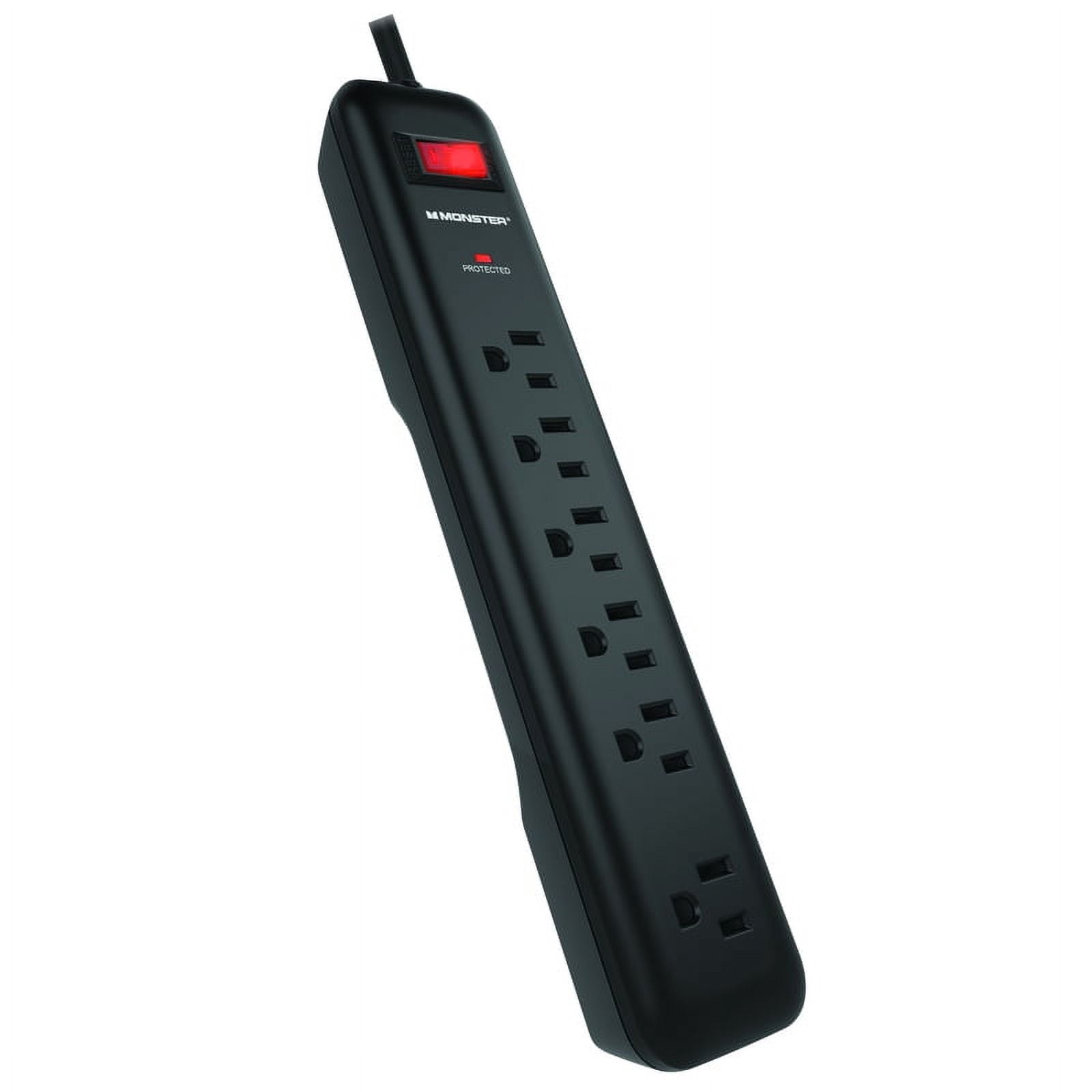 Monster 3001097 4 ft. 6 Outlets Power Strip with Surge Protection, Black