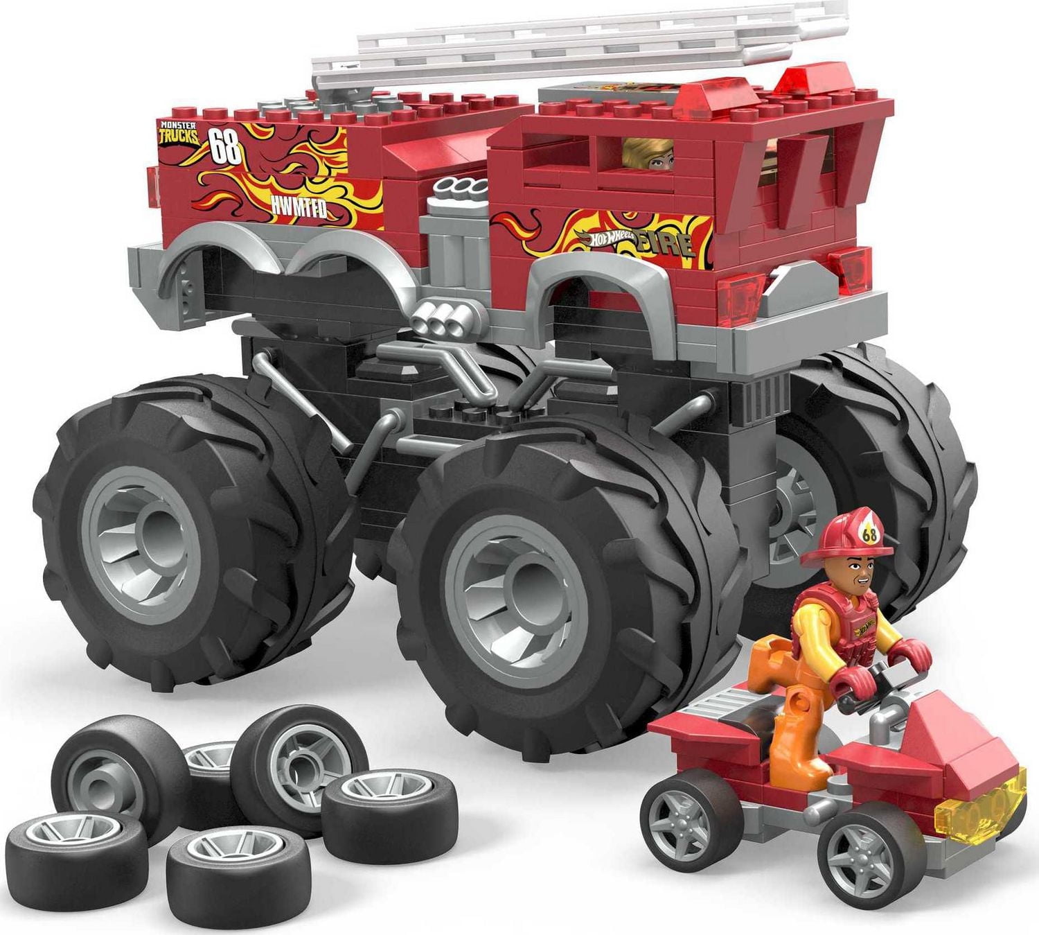 MEGA Hot Wheels 5-Alarm Fire Truck Monster Truck Building Set with 1 Figure (284 Pieces)