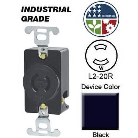 Leviton 7210-B 20 Amp/250 Volt Single Receptacle