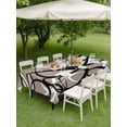 thumbnail image 3 of Outdoor Tablecloth with Umbrella Hole and Zipper, Brown Geometric Rectangle Table Cloth 60x84 Inch Waterproof Tablecloth, Vintage Black White Striped Abstract Art Picnic Table Cover for Patio Camping, 3 of 7