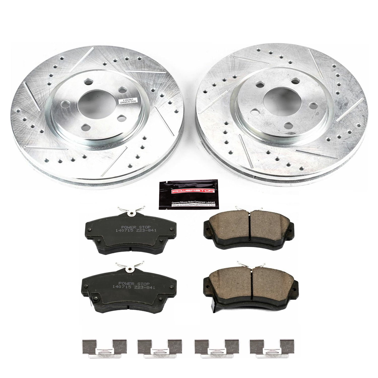 PowerStop Front Z23 Evolution Sport Carbon-Fiber Ceramic Brake Pad and Drilled & Slotted Rotor Kit Fits: CHRYSLER DODGE Select Models K1706