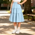 thumbnail image 2 of Girls Pleated Skirt, Girls A Line Cake Skirt, Puffy Solid Color Short Skirt, Casual Back To School Bottoms For Girls Ages 7–15, 2 of 4