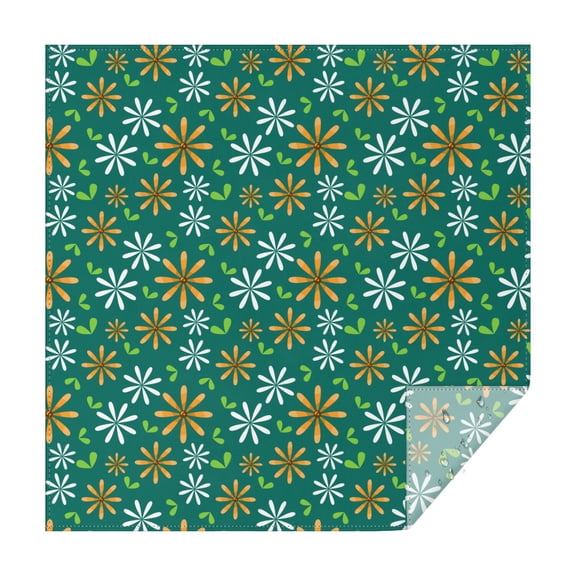 60x60in(152x152cm) Square Tablecloth, Waterproof Polyester Table Cover, Wrinkle Resistant & Washable Fabric for Dining, Kitchen, Picnic, Daisy Flowers Print