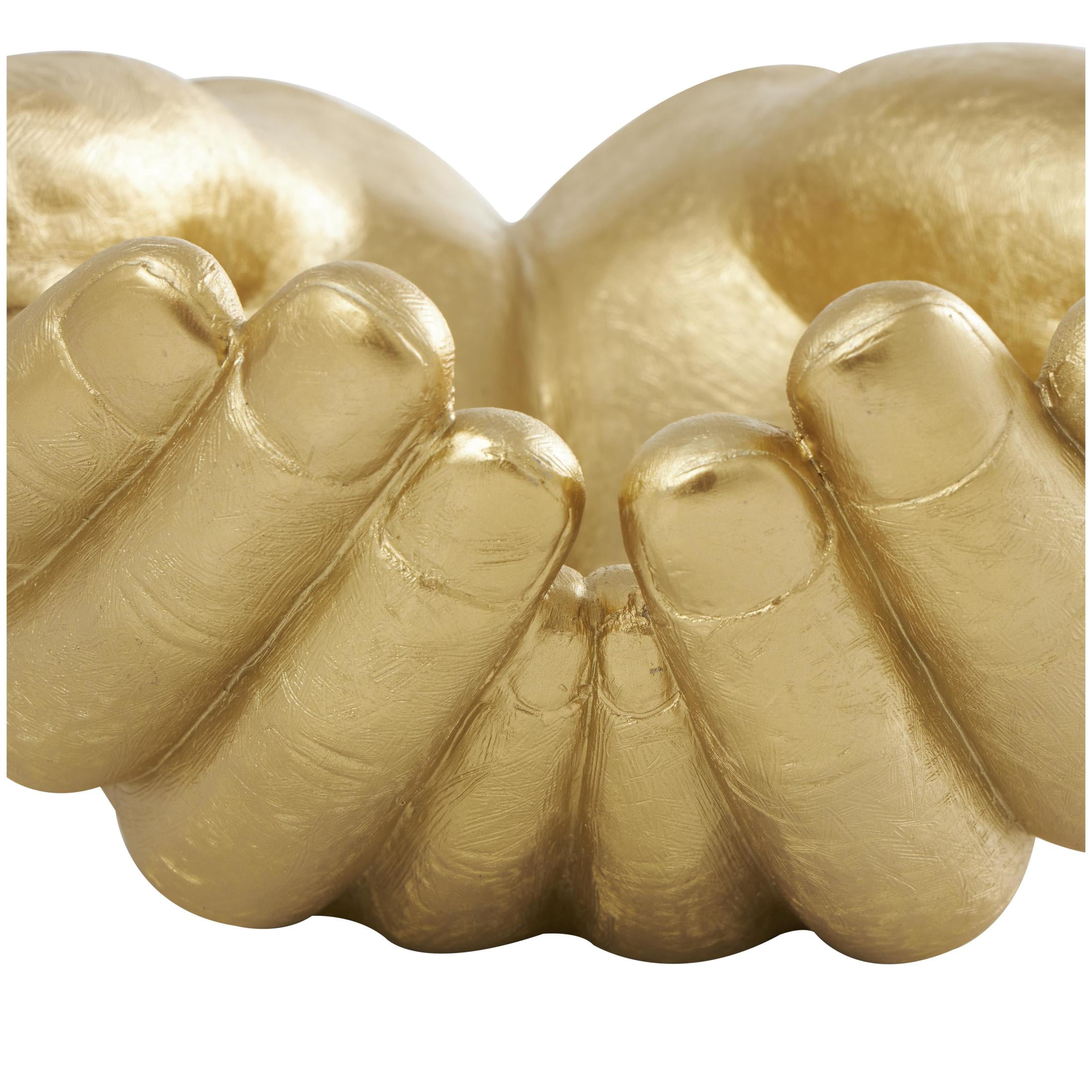 15" x 7" Gold Polystone Open Hands Sculpture, by DecMode