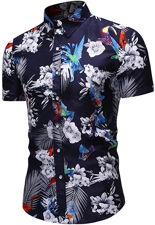 Men's Short Sleeve Tracksuit Floral Hawaiian Shirt and Shorts Suit Fashion 2 Piece Beach Outfits Sets - image 3 of 6