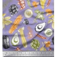 thumbnail image 1 of Soimoi Blue Heavy Satin Fabric Mixed Vegetable Decor Fabric Printed Yard 54 Inch Wide, 1 of 3