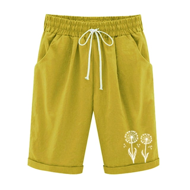 Mujeres Pantalones Cortos Casual, Cintura Elástica Día de la Independencia de la Impresión Pantalones Cortos con Cordón con Bolsillos para Verano Primavera de Uso Diario, Pantalones Cortos de Verano P