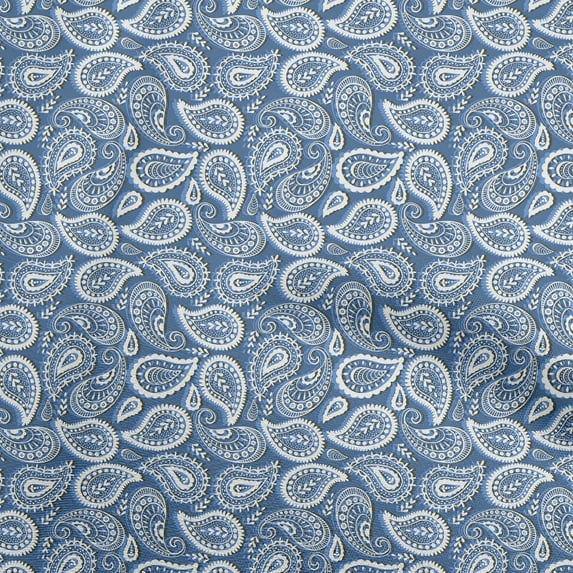 oneOone Viscose Jersey Medium Blue Fabric Floral Dress Material Fabric Print Fabric By The Yard 60 Inch Wide