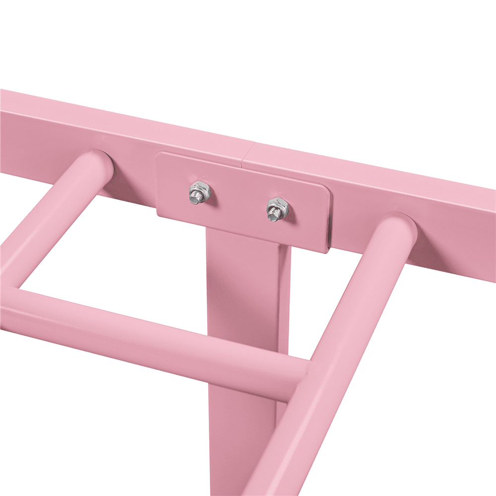 Renwick Graceful Scroll Metal Platform Bed with Headboard and Footboard, Twin, Pink