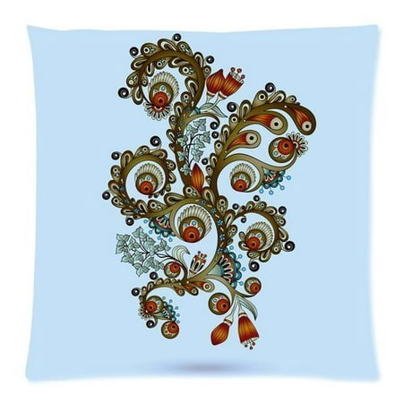 BPBOP Henna Paisley Mehndi Doodles Abstract Floral Zippered Throw Pillow Cover Cushion Case 18x18 inches Two Sides