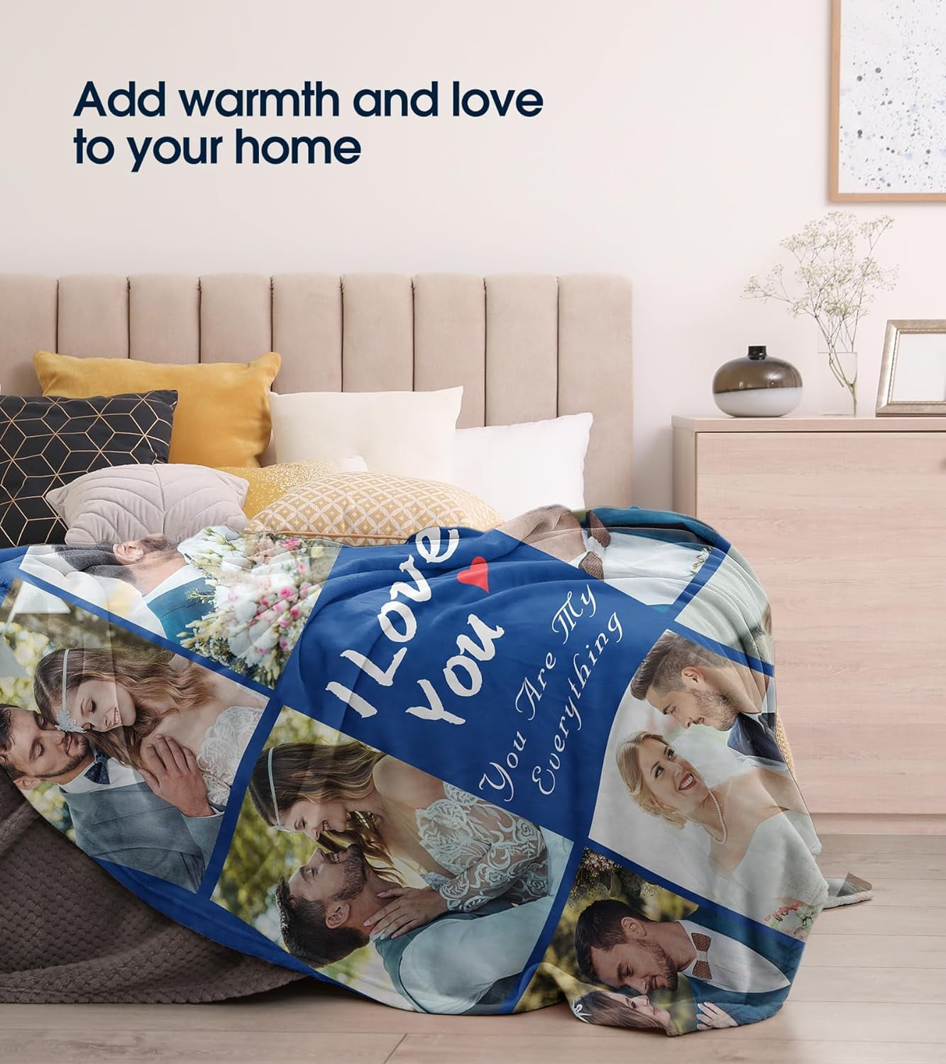 Custom Blanket with Photos Text Customized Picture Blankets Personalized Throw Blanket for Kid Adult Mother Father Friend Lovers Pet Custom Gifts for Halloween Christmas Valentines Birthday 40 50 In W...