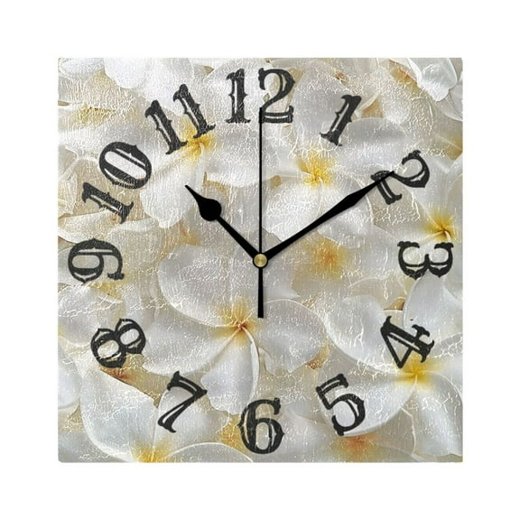 Egg Flowers Wall Clock Square Silent Non Ticking Battery Operated Clock for Home Bathroom Kitchen Bedroom Living Room