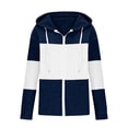 thumbnail image 5 of Edvintorg Lightweight Jacket Women Color Block Long Sleeve Zip up Sweater Coat Fall Winter Drawstring Hooded Outerwear Women's Clothes S-2XL Navy, 5 of 6