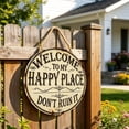 thumbnail image 1 of Linnome Iron Welcome Sign Round Metal Wall Hanging for Outdoor Courtyard Garden Kitchen Bar 11.81 Inch, 1 of 6