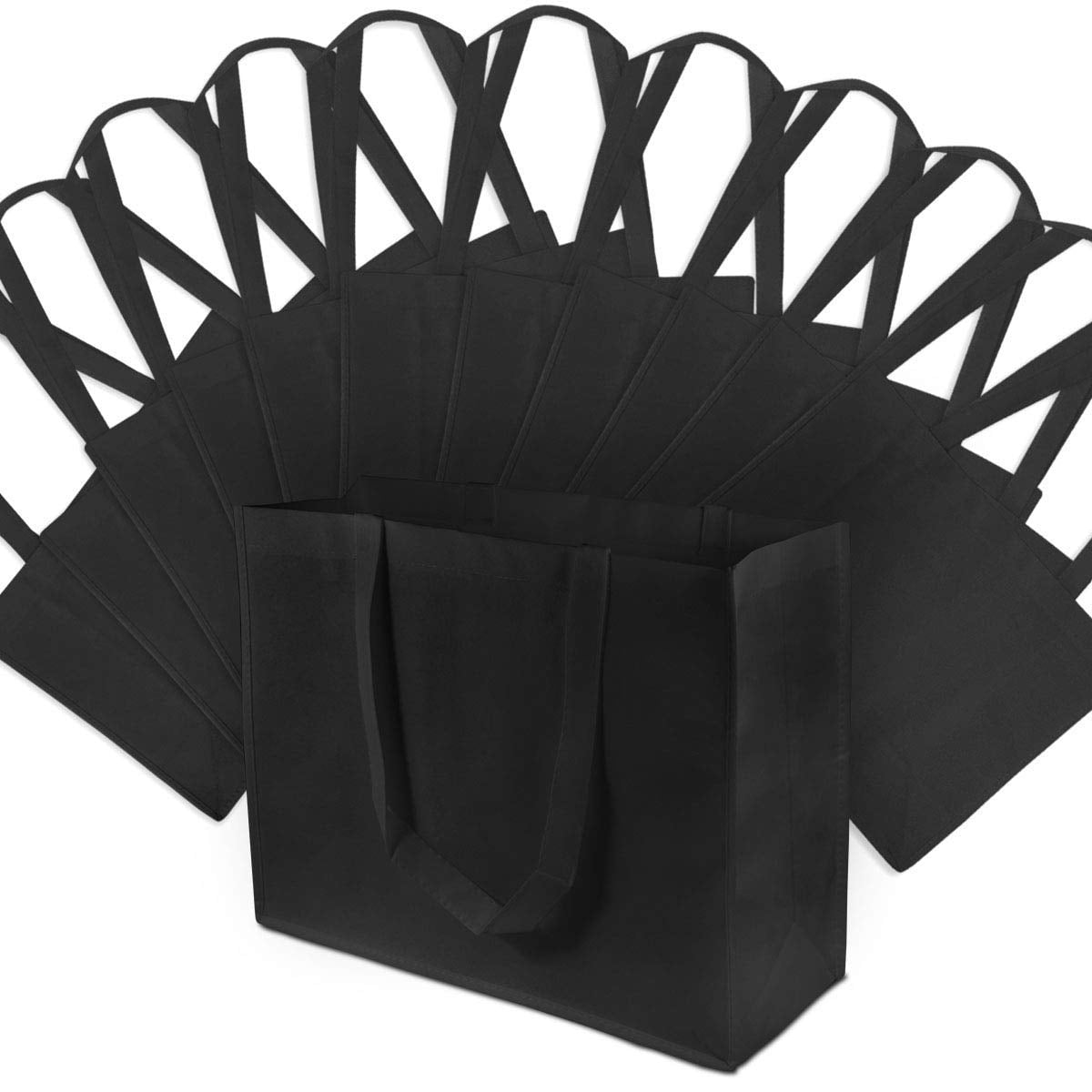 16x12x6" Large Black Reusable Gift Bags, Shopping Bags, Grocery Bags