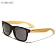 thumbnail image 4 of BadPiggies Vintage Wood Wooden Frame Mens Womens Glass Bamboo Sunglasses Eyewear UV400 Protection Polarized Lens (Black&Gray), 4 of 5