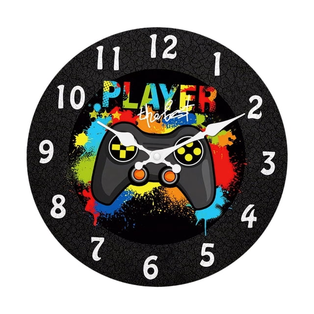 Reloj de pared para sala de juegos, reloj colgante, durabilidad, números arábigos únicos, regalo, práctico, resistente, decorativo, decoración de