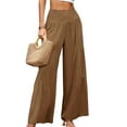 thumbnail image 4 of Sunloudy Pantalones de pierna ancha para mujer, pantalones plisados sueltos casuales de color sólido de cintura alta, caqui/negro/verde claro/blanco/verde/rojo vino Sunloudy  moda, 4 of 8