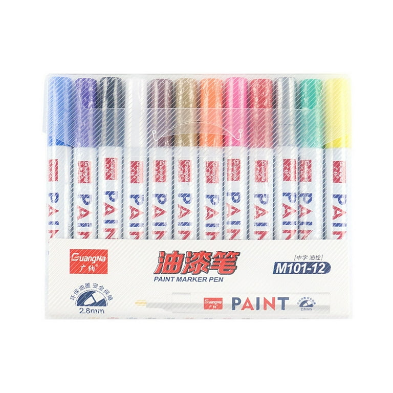 12PCS Colors Acrylic Paint Pens DIY Marker Set Waterproof Premium Extra Fine  Tip