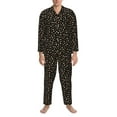 thumbnail image 3 of Sikiie Flower Pattern On Black Mens Pajama Set, Soft Warm Long Sleeve Sleepwear, Cozy Button-Down Pjs for Men-X-Large, 3 of 7