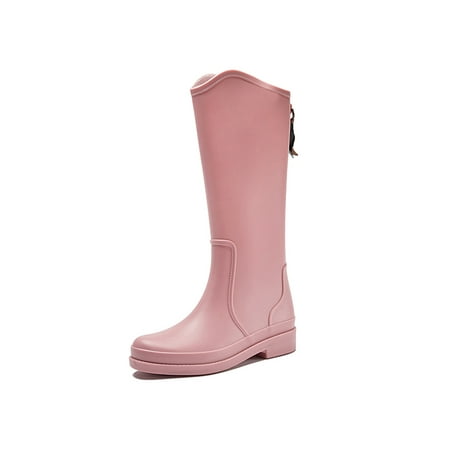 

Woobling Womens Rubber Boot Lightweight Rain Boots Slip Resistant Garden Shoes Walking Waterproof Bootie Breathable Work Booties Wide Calf Pink 8