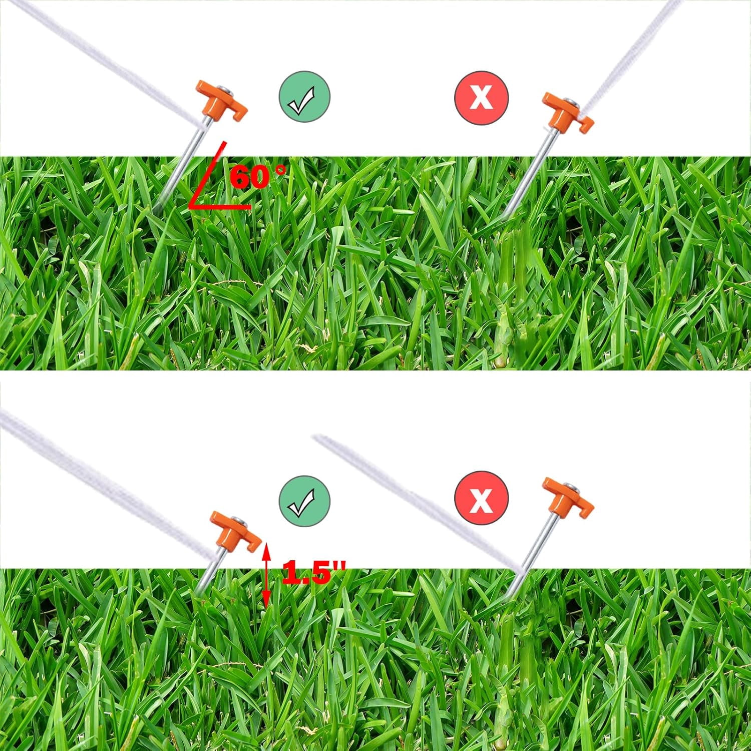 Tent Stakes Heavy Duty, Non-Rust Metal Tent Pegs Ground Stakes for Camping Patio, Garden, Canopies, Grassland, Outdoor, Orange