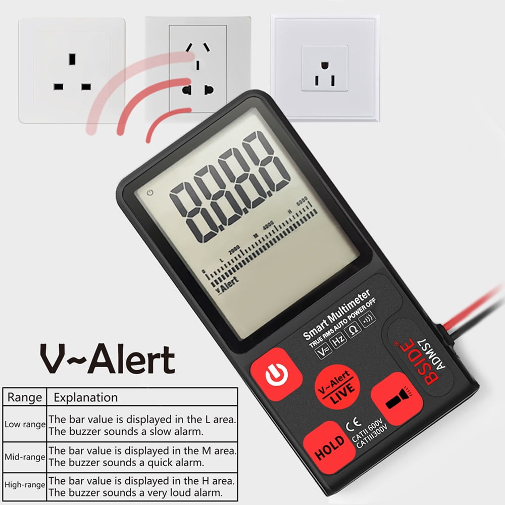Ultra-Portable Digital Multimeter ADMS7 Large 3.5" LCD 3-Line Display Voltmeter AC DC Voltage NCV Resistance Ohm Hz Tester