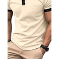 thumbnail image 3 of Gomelly Men T Shirts Lapel Neck Polo Shirt Slim Fit Summer Tops Mens Casual Work Tee Button T-shirt Khaki 3XL, 3 of 4