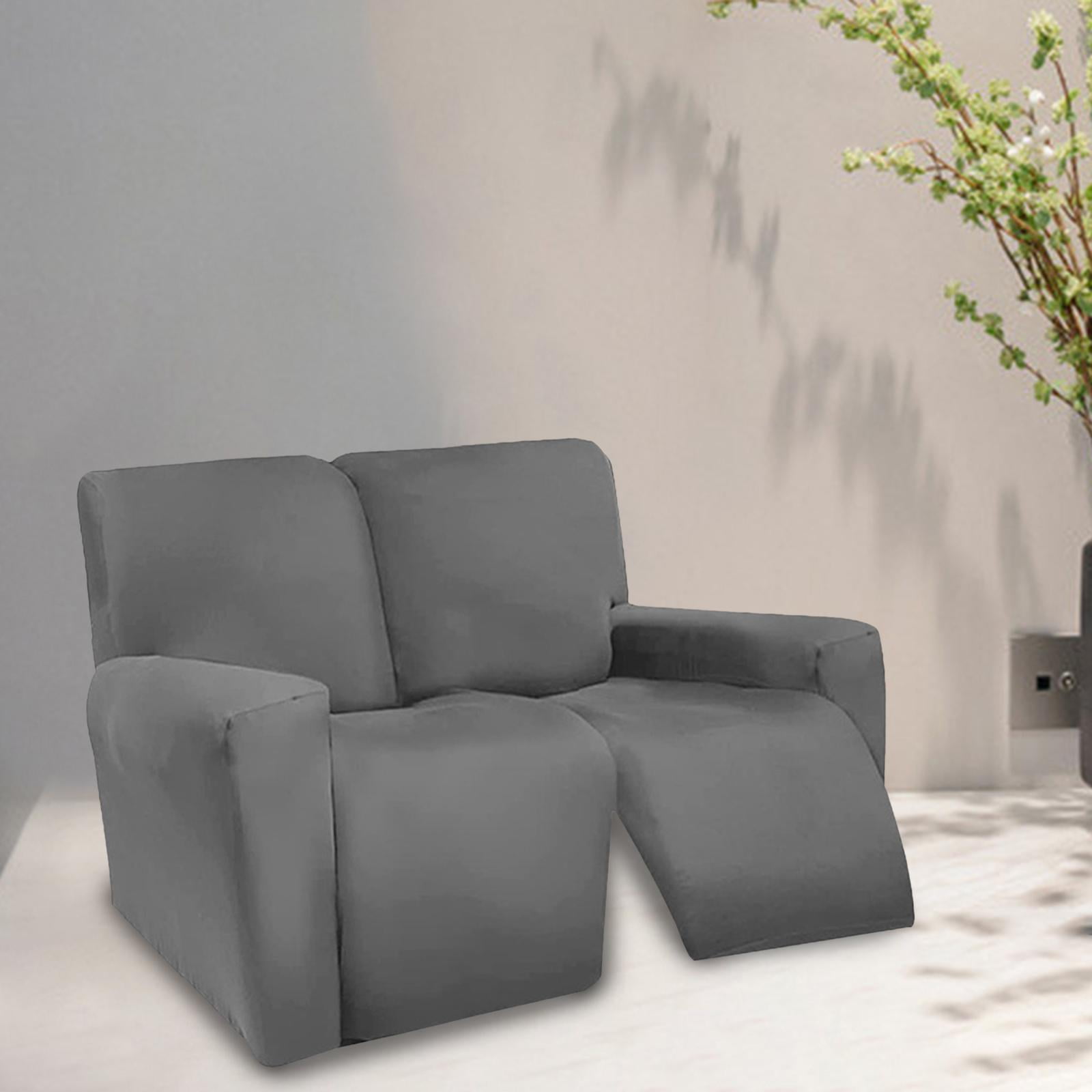 Stretch Sectional Recliner Sofa Slipcover Soft Fitted Fleece Couch Cover Washable Furniture with for Kids Pet Dark Gray 6 Slices