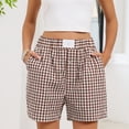 thumbnail image 4 of CIENVNSTG Y2k Streetwear Pajama Shorts for Women Plaid Cute Lounge Sleep Bottoms Elastic Boxers Coffee M, 4 of 5