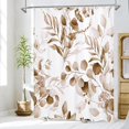 thumbnail image 2 of Brown Floral Shower Curtain, Modern Plants Botanical Fabric Cloth Shower Curtains for Rustic Vintage Bathroom Decor, Fall Watercolor Tan Eucalyptus Leaf, 72x72, 2 of 6