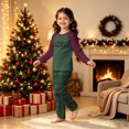 thumbnail image 2 of Matching Christmas Pajamas for Family, Ultra-Soft Cotton Holiday Pajamas, Xmas Letter Print Purple Raglan Green Plaid Pjs Pants, 2 of 5