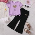 thumbnail image 2 of HCNTES Children Girls Spring Summer Clothes 2 Piece Outfit Set T-Shirt Top + Cargo Pants Litlle Girl School Clothing Set Size 3T 4T 5T 6T 4th of July Outfits for Girls, 2 of 4
