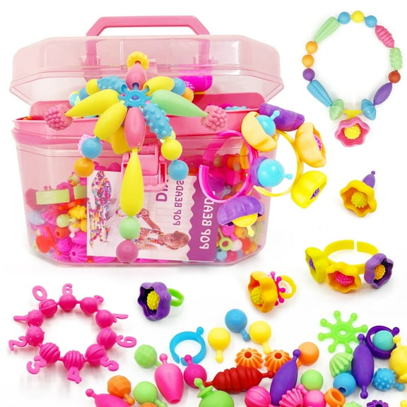 Niteris DIY Jewelry Making Kit for Girls, 700 Pcs Snap Pop Beads Srt, Art and Crafts Toys for 3-7 Year Old Kids Christmas Birthday Gifts