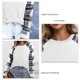 thumbnail image 5 of Casual Cuello Redondo Túnica Top Suelto Mujer Raglan Manga Larga Blusa Camisas para Uso Diario Blanco S, 5 of 6