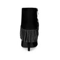 thumbnail image 2 of BLISSFUL STEP Women's Fringe Pointed Toe Stiletto Heel Ankle Boot Black 11, 2 of 6