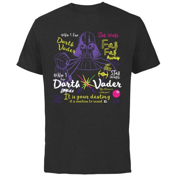 Star Wars Darth Vader Quotes and Doodles - Short Sleeve Cotton T-Shirt for Adults - Customized-Black
