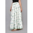 thumbnail image 6 of Women White Cotton Maxi Skirt with Mint Green Floral Block Print & Elastic Waist - XS, 6 of 6
