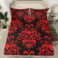 thumbnail image 2 of jejeloiu Damask Floral Pattern Bed Sheets,Red Victorian Print King Sheets,Kawaii Halloween Ghost Sheet Set For Men Women,Luxury Bedroom Decor,4-Piece, 2 of 7