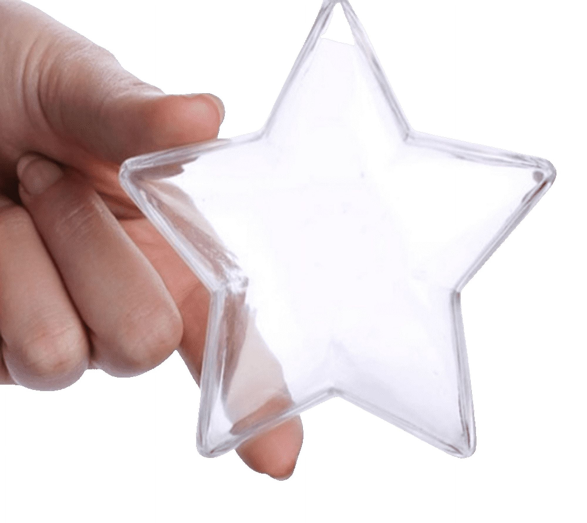 12pc Acrylic Fillable Clear Star Ornaments 90mm - for Christmas and Crafts - Factory Direct Craft