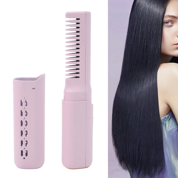 Cepillo Alisador, 2 en 1 Cepillo Alisador Portátil 3 Temperatura Ajustable Anti escaladuras Tipo C Plancha de Pelo Inalámbrica Mini Plancha de Pelo recargable para todo tipo