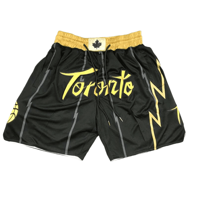 Raptors Retro Full Embroidered Zipper Pocket Pants, Basketball Dense Embroidered Shorts, Basketball Training Pants-SinKeeU