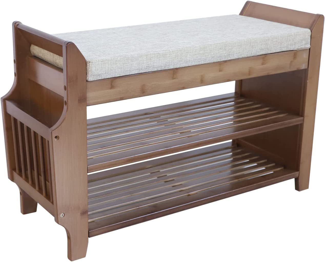 Miumaeov Shoe Storage Rack Bench, Sitting Bench with Storage, Bamboo