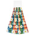 thumbnail image 7 of Yayeee Kitchen Hanging Hand Towels Set of 2 with Loop Bathroom Absorbent Tie Towel, Green Checkered Daisy, 7 of 7