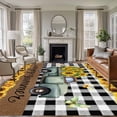 thumbnail image 2 of Summer Truck Sunflower Large Area Rugs 6x9 ft Country Yellow Flower Butterfly Black Plaid Washable Rug Non Slip Indoor Carpet Absorbent Floor Mat for Living Room Bedroom Dining Room, 2 of 9