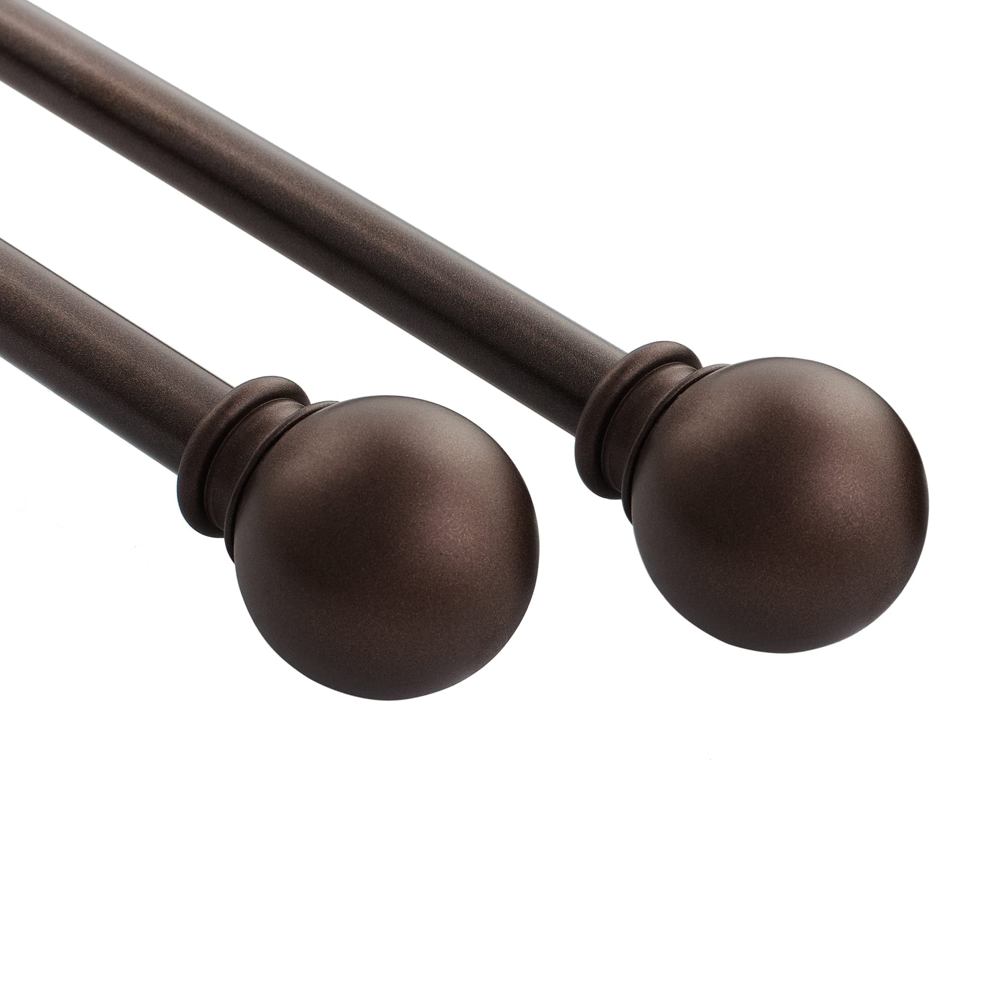 Deco Window 2 Pack 28' to 48' Extendable Curtain Rod for Windows & Door with Round Ball Finials & Brackets Set (Brown Oil Rubbed, 5/8 Inch Diameter)
