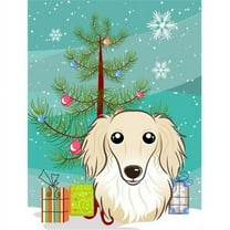 Christmas Tree and Longhair Creme Dachshund Flag Garden Size BB1584GF