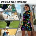 thumbnail image 6 of COEQINE Colorful Paw Print Black Pattern Women's Tennis Dress with Collared Design Sleeveless Breathable Zip Up Exercise Dresses with Shorts 2 Pockets Golf Outfits with 2 Piece Set, XS, 6 of 7