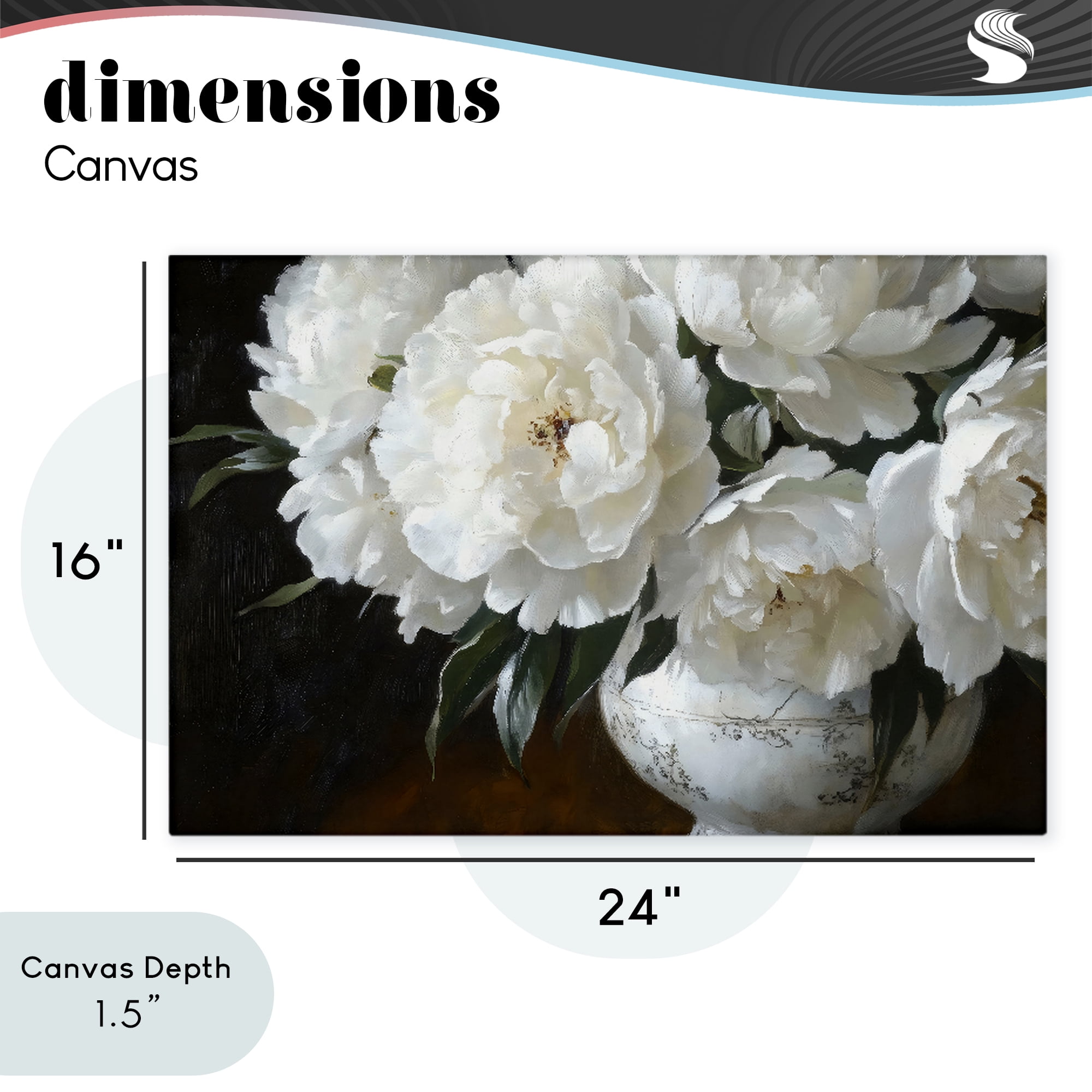 Stupell Industries White Flowers in Vintage Vase Canvas Wall Art, design by Petal Prints Design